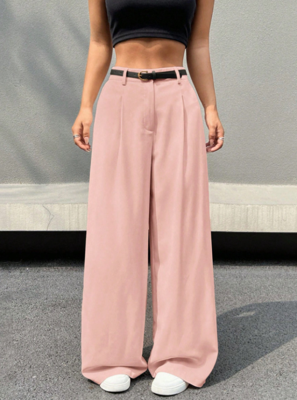 2025. aasta Amazoni piiriülesed suvised uued Ezwear No-Wash Ice Silk hingavad vabaaja puhta värvi laia säärega püksid