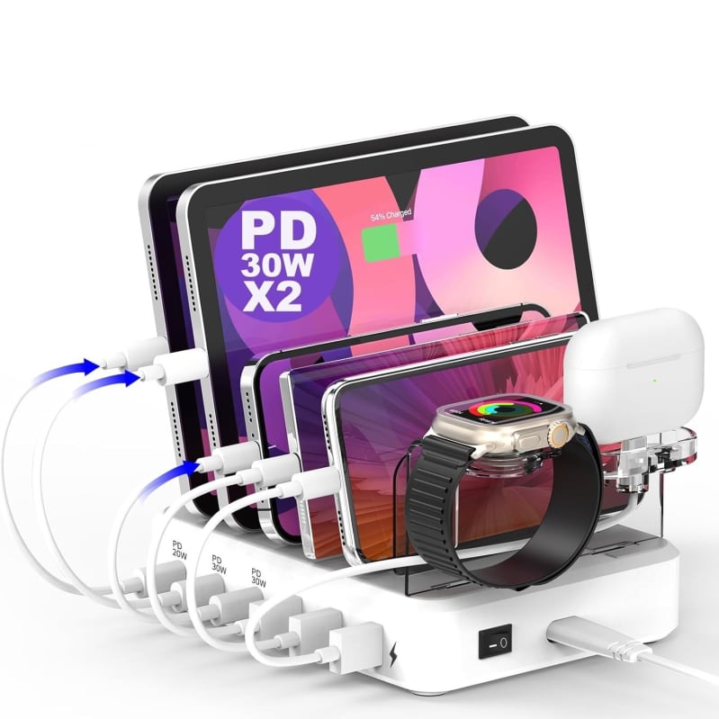 110 W-os többportos USB többportos töltő, PD töltő, asztali töltőállomás, töltőállvány, gyors töltés