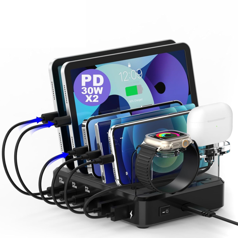 110 W kelių prievadų USB kelių prievadų įkroviklis, PD įkroviklis, stalinis įkrovimo stovas, greitas įkrovimas