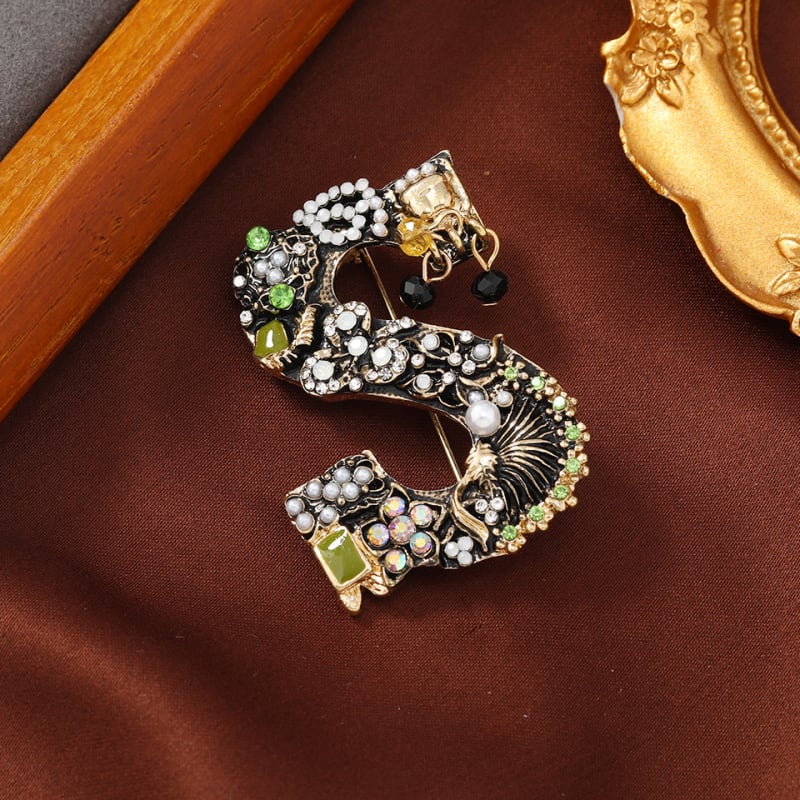 Модна брошка в стил Шанел с нова буква и перла, отличителен корсаж, костюм, палто, винтидж аксесоари за щифтове