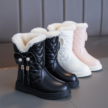 Meiteņu zābaki 2024. gada ziemas stilā, lieli, bērnu, pedāļi, sabiezināti, silti, mazas meitenes, princeses zābaki, bērnu sniega zābaki