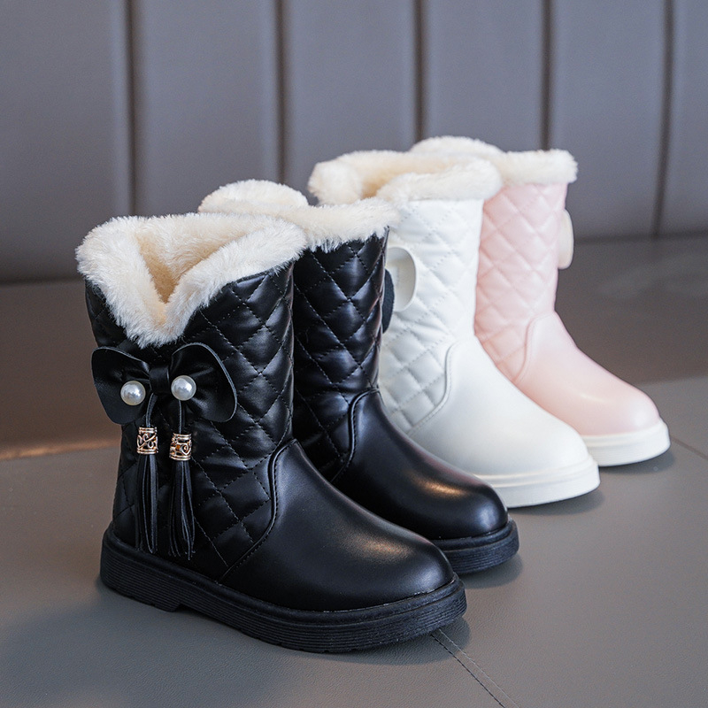 Meiteņu zābaki 2024. gada ziemas stilā, lieli, bērnu, pedāļi, sabiezināti, silti, mazas meitenes, princeses zābaki, bērnu sniega zābaki