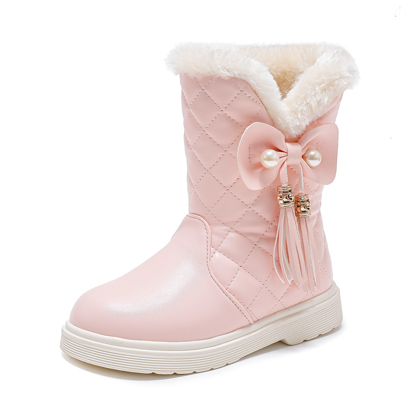 Meiteņu zābaki 2024. gada ziemas stilā, lieli, bērnu, pedāļi, sabiezināti, silti, mazas meitenes, princeses zābaki, bērnu sniega zābaki