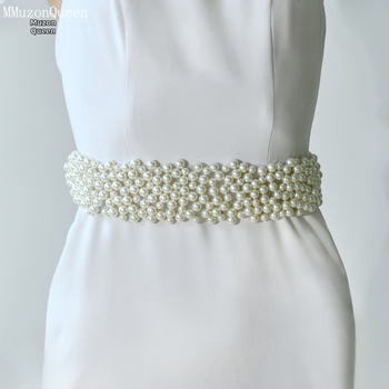 Manzhen moteriška perlų diržo madinga suknelė su dekoratyviniu nėrinių diržu, madinga suknelė su perlų juosmens grandinėle M122