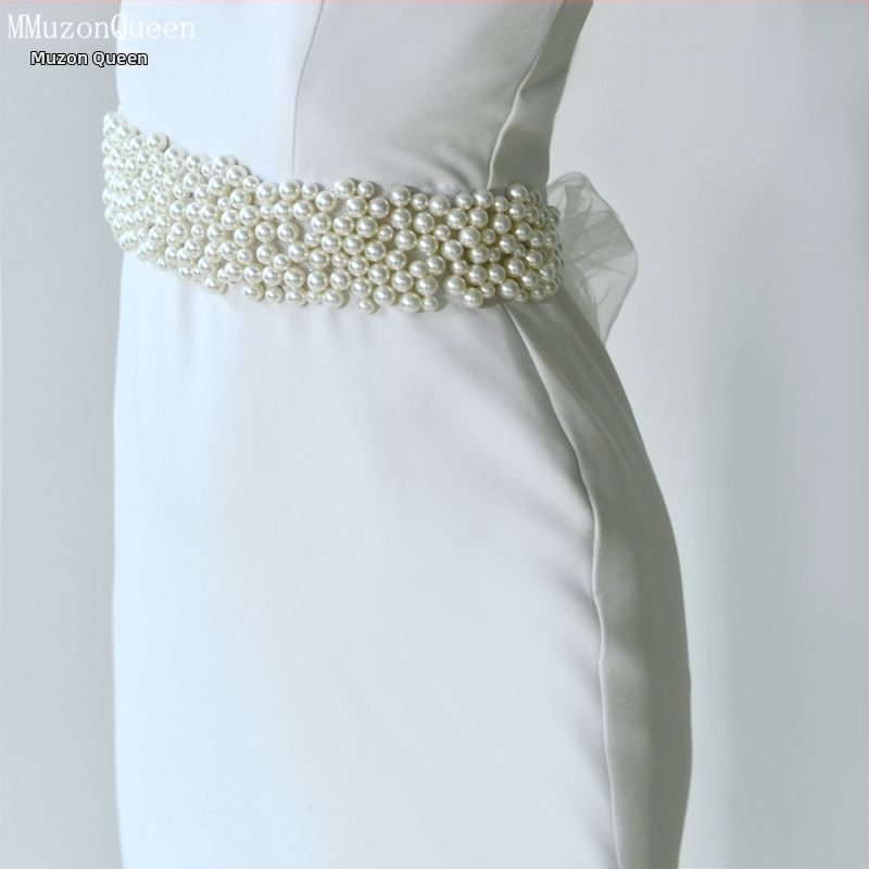 Дамски перлен колан Manzhen, модна рокля, декоративен дантелен колан, модна рокля, перлена верига за талия M122