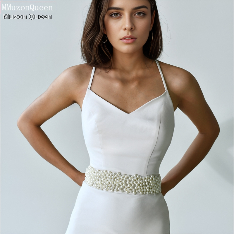 Дамски перлен колан Manzhen, модна рокля, декоративен дантелен колан, модна рокля, перлена верига за талия M122