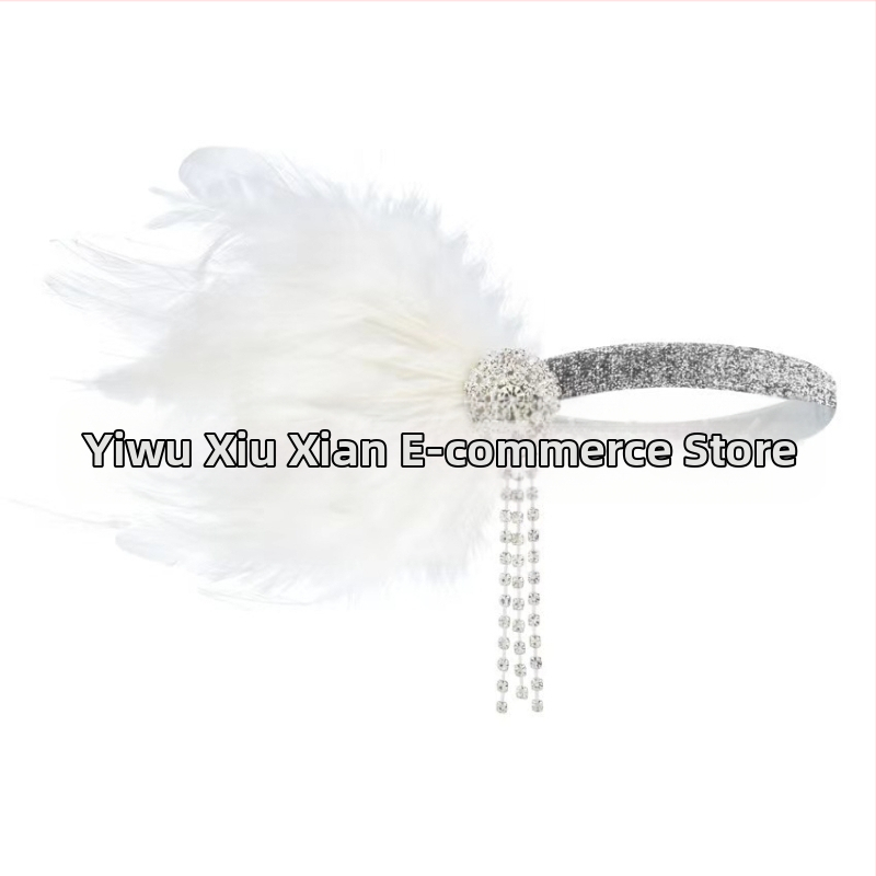 Лента за глава от пера от 20-те години на миналия век, горещо продавана в Amazon, европейска и американска ретро лента за коса с пискюли и диаманти