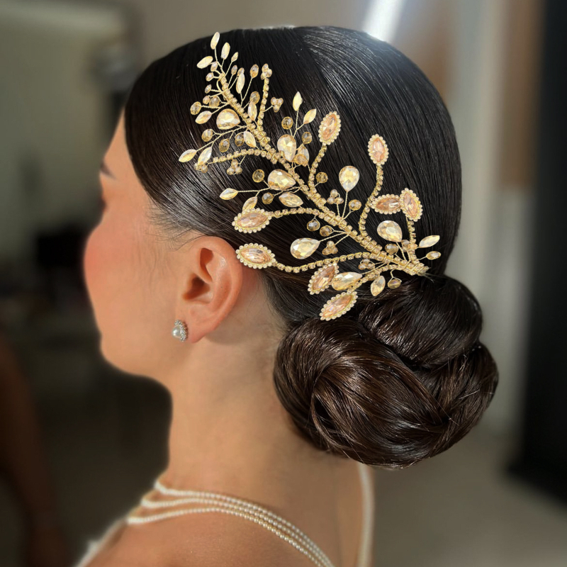 Europietiškos ir amerikietiškos aukštos klasės nuotakos galvos apdangalas, šampano spalvos, rankų darbo, cirkonio krištolo plaukų aksesuaras, vestuvių spektaklio foto plaukų aksesuarai, DZ253
