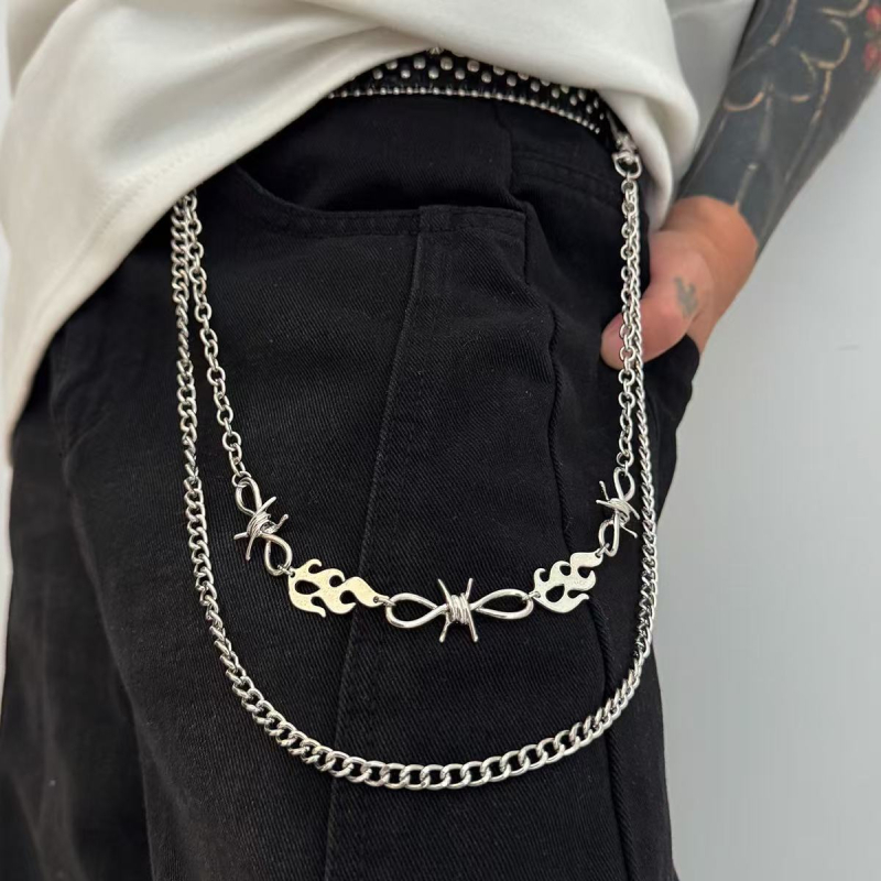 Eiropas un Amerikas pārrobežu rotaslietas Ins Fashion Street mākslīgo pērļu pērlīšu vidukļa rotaslietas pankroka stilā ar krustdūrienu bikšu ķēdīti