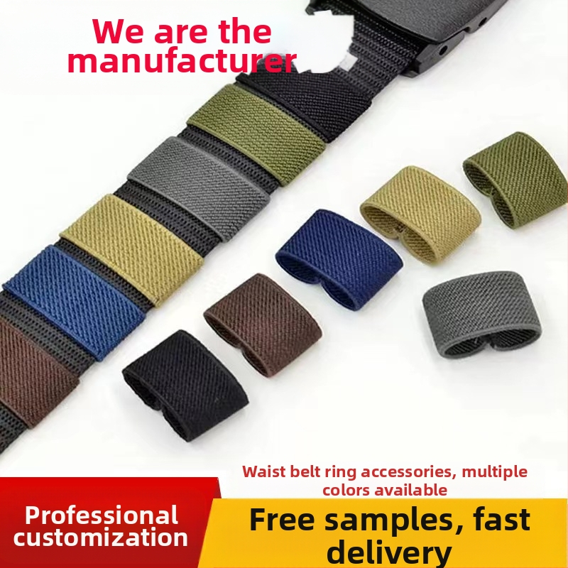 Nylonový opasok Čierne doplnky Spona na chvost Pevný krúžok na chvost Elastická gumička Spona na plátno Opasok Krúžok malý kruh
