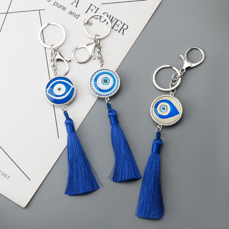 Διασυνοριακό με καυτές πωλήσεις μενταγιόν Devil's Eye Tassel Keychain, εξατομικευμένη θήκη κλειδιών αυτοκινήτου, τσάντα κοσμήματος, μικρό μενταγιόν δώρου