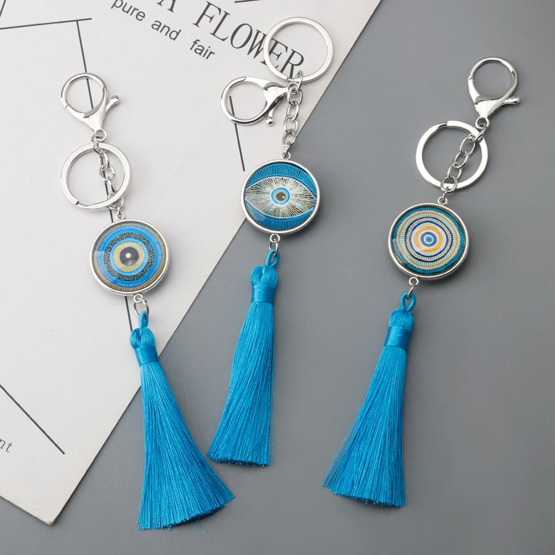 Διασυνοριακό με καυτές πωλήσεις μενταγιόν Devil's Eye Tassel Keychain, εξατομικευμένη θήκη κλειδιών αυτοκινήτου, τσάντα κοσμήματος, μικρό μενταγιόν δώρου