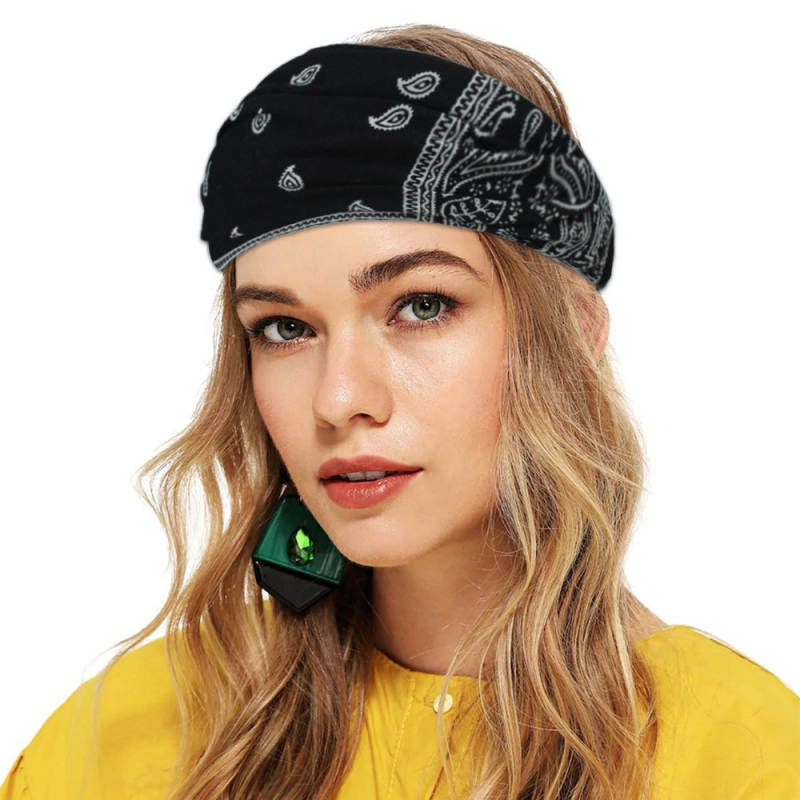 „AliExpress“ nauja moteriška sportinė plaukų juosta su spausdinta bohemiška veido prausimosi grožio bėgimo jogos plaukų juosta