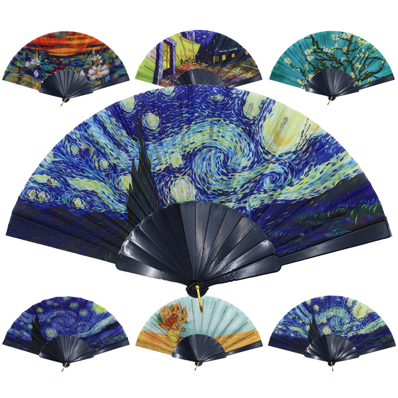 Juanfan Испански копринен плат Лек луксозен дамски сгъваем вентилатор Уличен щанд Търговия на едро Производител Директни продажби Вентилатор от копринен плат в китайски стил