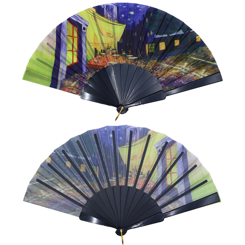 Juanfan Испански копринен плат Лек луксозен дамски сгъваем вентилатор Уличен щанд Търговия на едро Производител Директни продажби Вентилатор от копринен плат в китайски стил