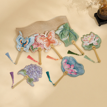 Muistses stiilis tikitud ümmargune lehvik, Cheongsami ja Hani dünastia aksessuaarid, tikitud lehvik, Hiina stiilis tikitud tutiga lehvik, müügiks valmis