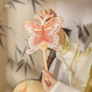 Muistses stiilis tikitud ümmargune lehvik, Cheongsami ja Hani dünastia aksessuaarid, tikitud lehvik, Hiina stiilis tikitud tutiga lehvik, müügiks valmis