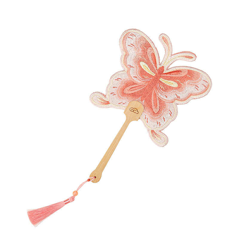 Кръгъл бродиран ветрилообразен ветрилообразен, аксесоари от династиите Чонгсам и Хан, бродиран ветрилообразен, ветрилообразен с бродирани пискюли в китайски стил, готов за продажба