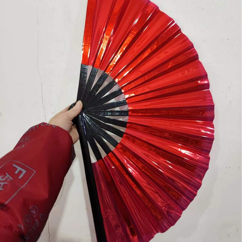 Muusikafestivali kuummüük hõbedase PVC holograafilise helkurkile fännikvaliteediga bambusest luust 33 cm Kung Fu fänn hulgimüügist