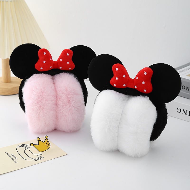 2024 Novi zimski topli plišani štitnici za uši Minnie s mašnom, slatki crtani modni topli štitnici za uši za žene