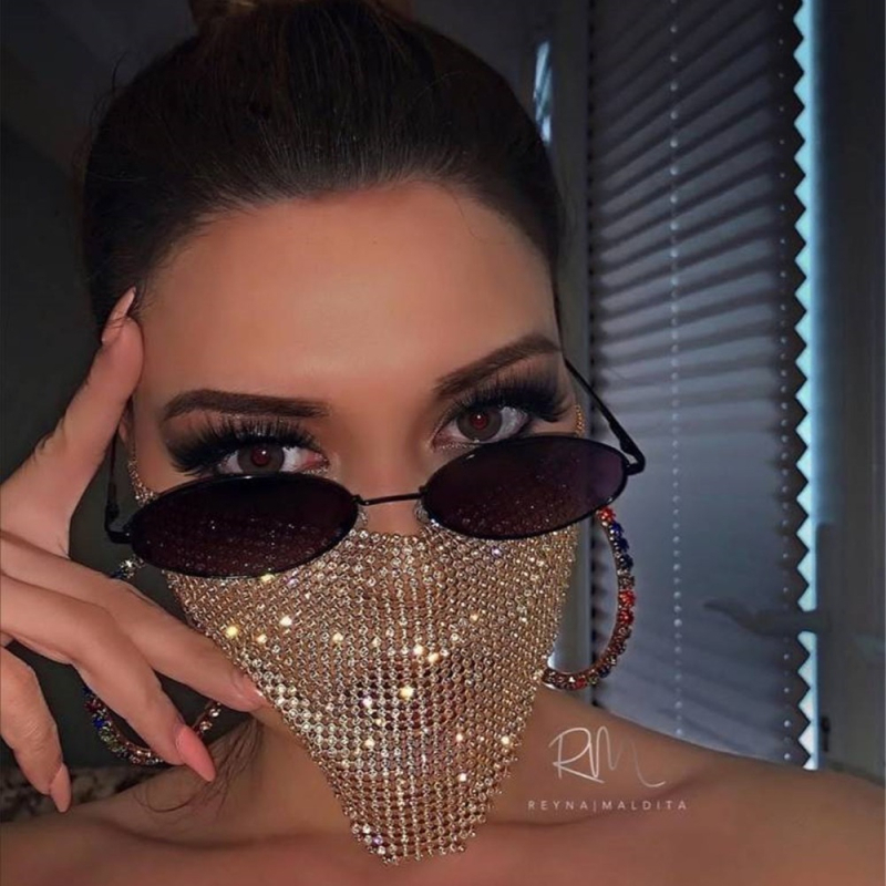 Euroopa ja Ameerika piiriülene tarnimine 2024 Aliexpressi Amazoni suvine kuummüük Flash teemantmetallist mask ehtemask 1201