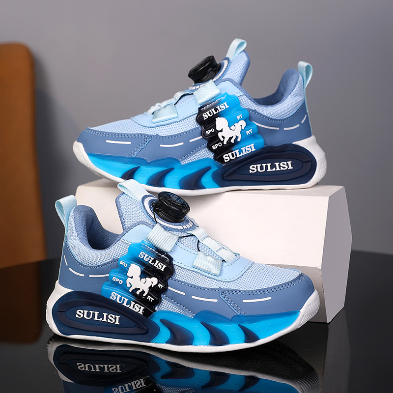 Παπούτσια με περιστρεφόμενα κουμπιά, αναπνεύσιμα, μοντέρνα παιδικά αθλητικά παπούτσια 2025, νέα παπούτσια τρεξίματος για αγόρια, άμεση παράδοση από το εργοστάσιο