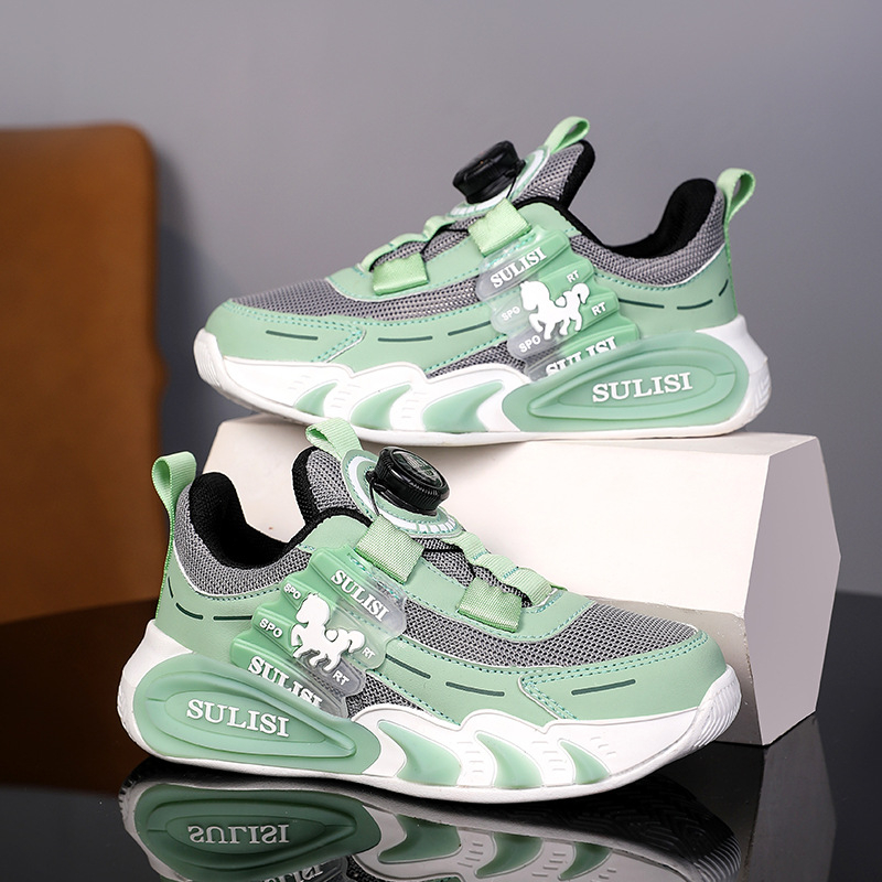 Παπούτσια με περιστρεφόμενα κουμπιά, αναπνεύσιμα, μοντέρνα παιδικά αθλητικά παπούτσια 2025, νέα παπούτσια τρεξίματος για αγόρια, άμεση παράδοση από το εργοστάσιο