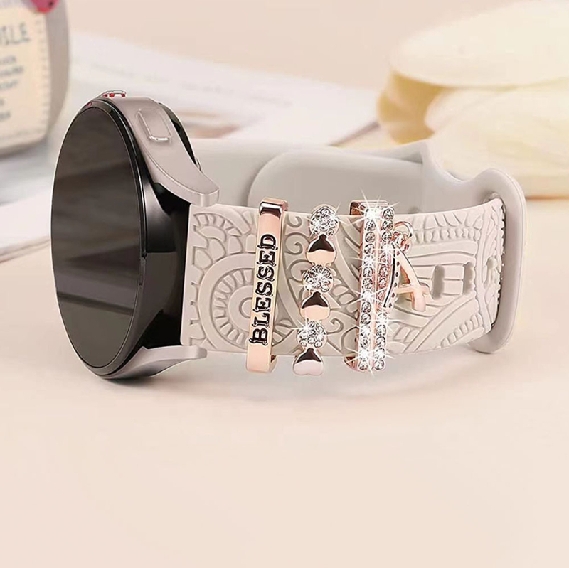 Izpārdošanas siksniņas dekoratīvais gredzens Apple Watch Universālajai silikona siksniņai ar burtu dekoratīvs gredzens