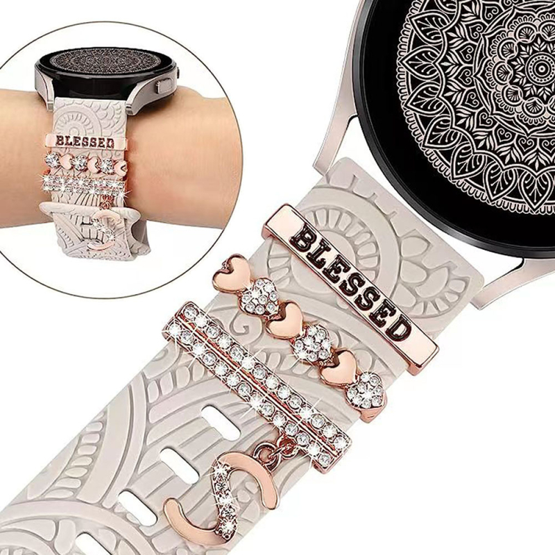 Izpārdošanas siksniņas dekoratīvais gredzens Apple Watch Universālajai silikona siksniņai ar burtu dekoratīvs gredzens