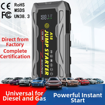 Nešiojamas daugiafunkcis vandeniui atsparus 12 V automobilio avarinio užvedimo maitinimo šaltinis, 66 W greito įkrovimo akumuliatorius