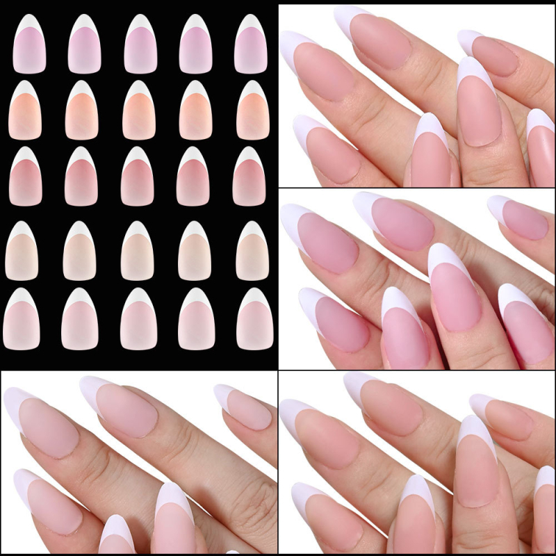 5 spalvų 150 vnt. baltų prancūziškų matinių vandens lašų migdolų nagų, nuogo rožinio atspalvio, kūno spalvos manikiūro detalių, nešiojamų nagų didmeninė prekyba