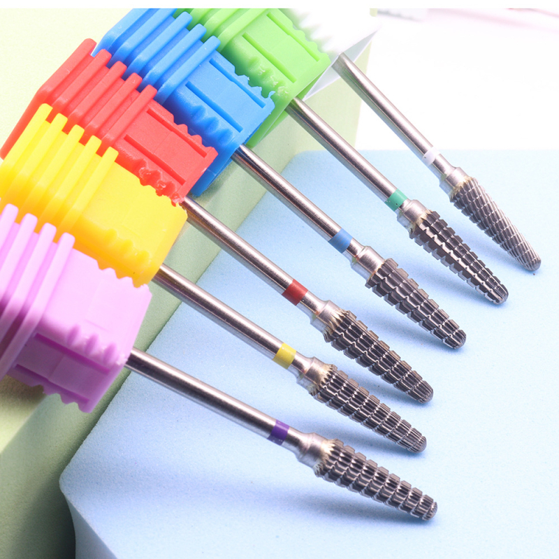 Cezhraničná brúsna hlava na nechty z volfrámovej ocele s rovným zubom, veľká špirála dopredu a dozadu, univerzálna rýchloodstraňovacia brúska na nechty, rotačný pilník