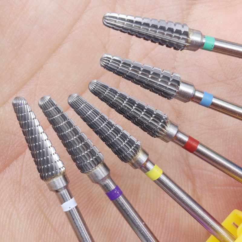 Cezhraničná brúsna hlava na nechty z volfrámovej ocele s rovným zubom, veľká špirála dopredu a dozadu, univerzálna rýchloodstraňovacia brúska na nechty, rotačný pilník