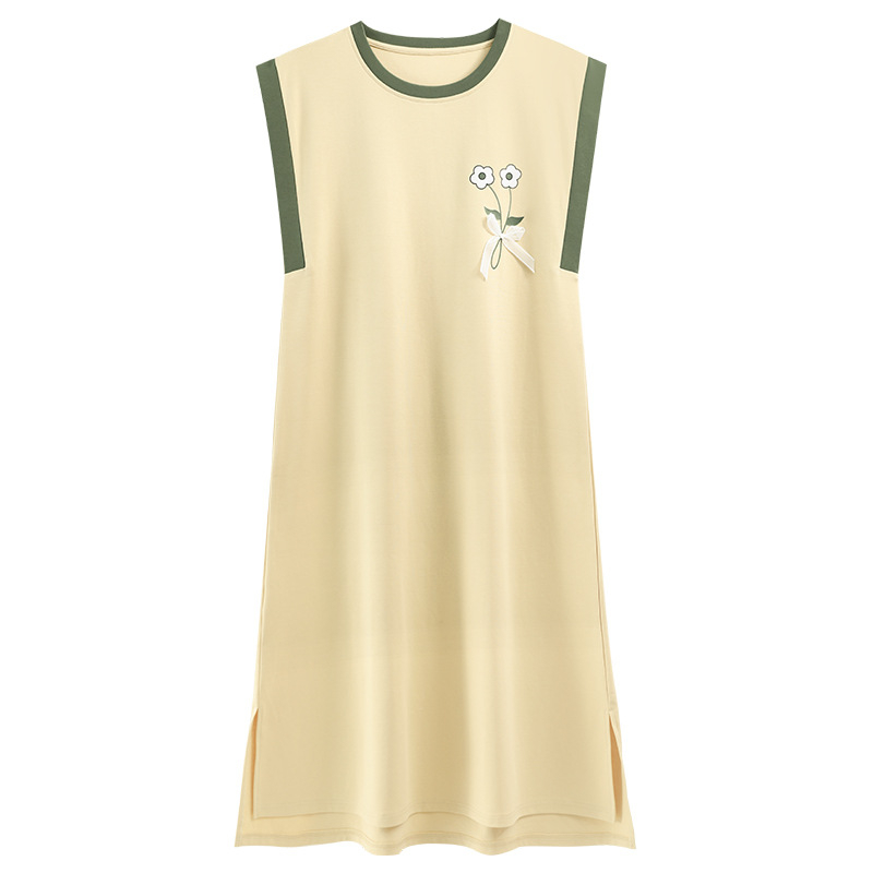 A klasės bakteriostatinė naktinėlė, moteriška berankovė liemenė, korėjietiško stiliaus, grynos medvilnės, moteriški laisvalaikio namų drabužiai, vienspalvė, plius dydžio suknelė