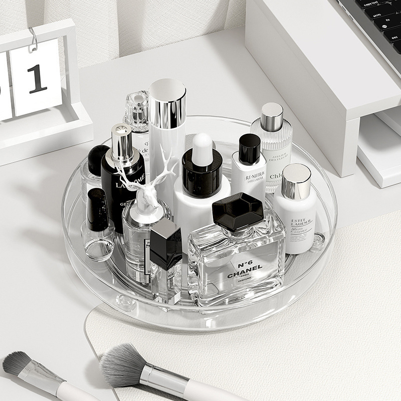 „Delun“ laikymo lentynėlė, permatoma kosmetika, besisukanti laikymo lentynėlė, vonios kambario tualetinis staliukas, stalinis kvepalai, odos priežiūros priemonės