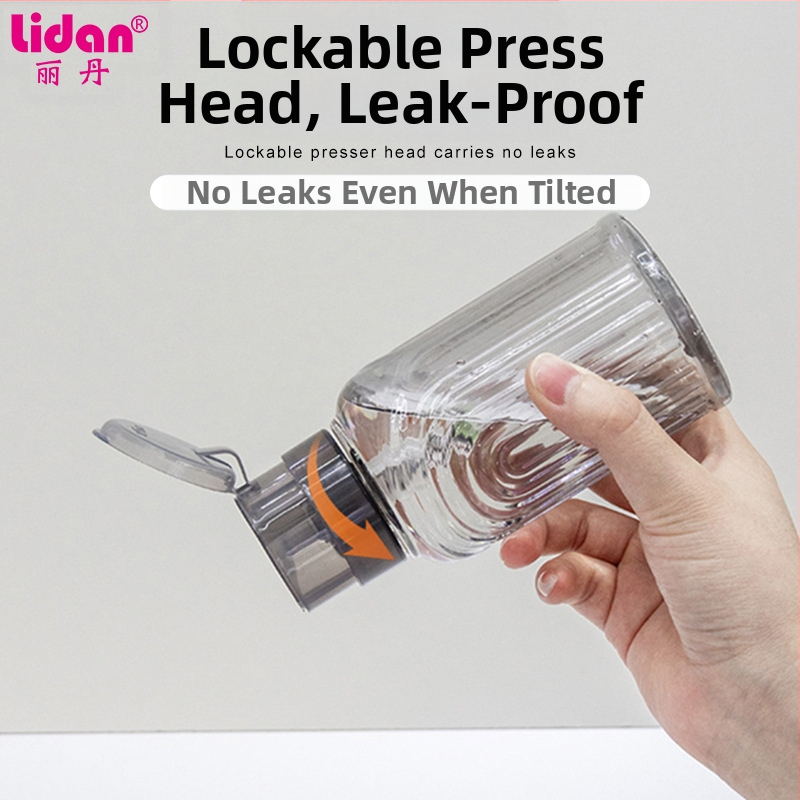 Japonská fľaša na lisovanie nechtov s vysokou priepustnosťou, fľaša na tekutý alkohol, 200 ml, priehľadná fľaša na lisovanie nechtov so zámkom, prázdna fľaša