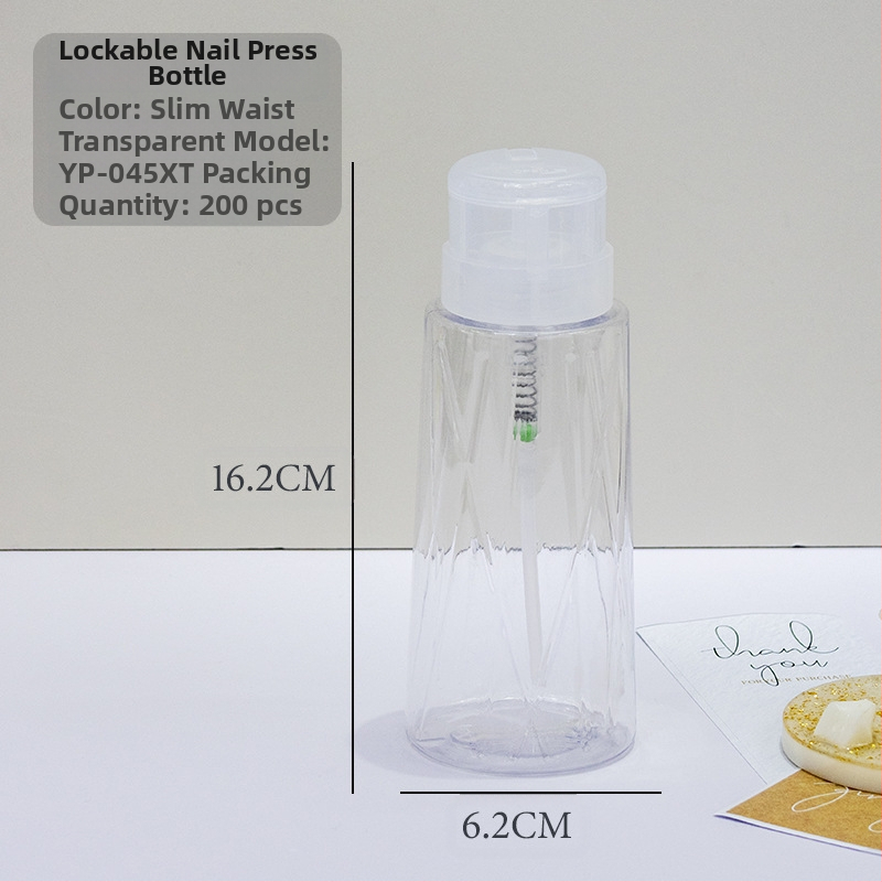 Japāņu augstas caurlaidības nagu preses pudele ar šķidru spirtu 200 ml caurspīdīga nagu preses pudele ar slēdzeni tukša pudele