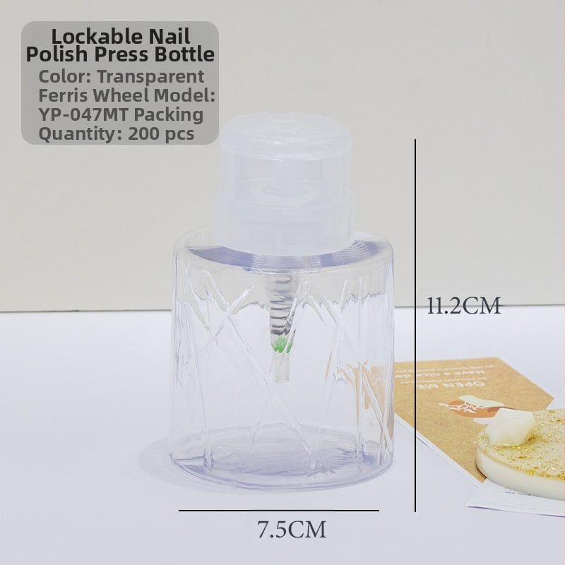Japāņu augstas caurlaidības nagu preses pudele ar šķidru spirtu 200 ml caurspīdīga nagu preses pudele ar slēdzeni tukša pudele