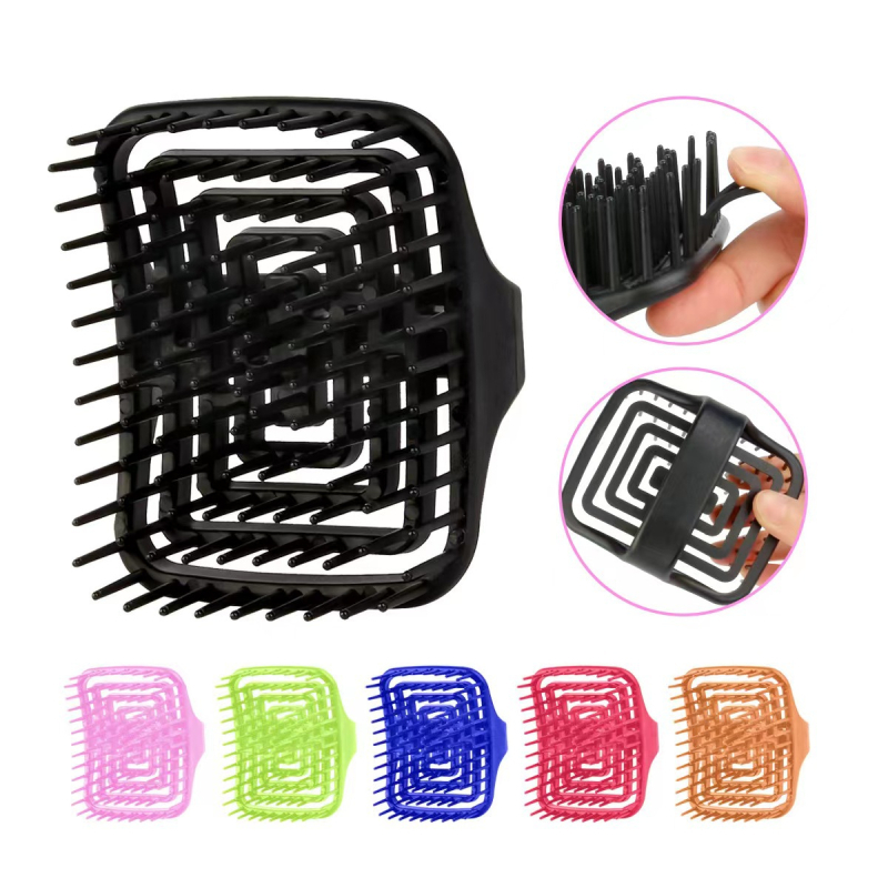 Tuščiaviduris besisukantis šampūno šepetys masažinėms šukoms su minkštais šereliais masažui ir plovimui šampūnu, dvigubo naudojimo sausiems ir šlapiems plaukams, lygios plaukų šukos, nepažeidžiančios plaukų