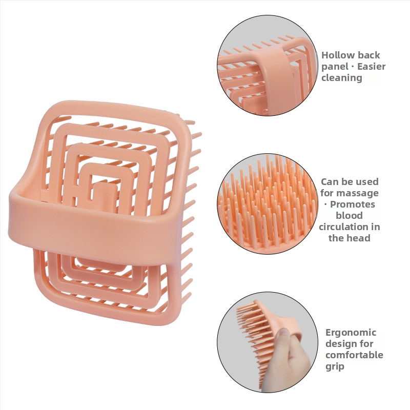 Куха въртяща се четка за шампоан, масажен гребен с меки влакна за масаж и шампоаниране, двойна употреба за суха и мокра коса, гладък гребен, който не уврежда косата