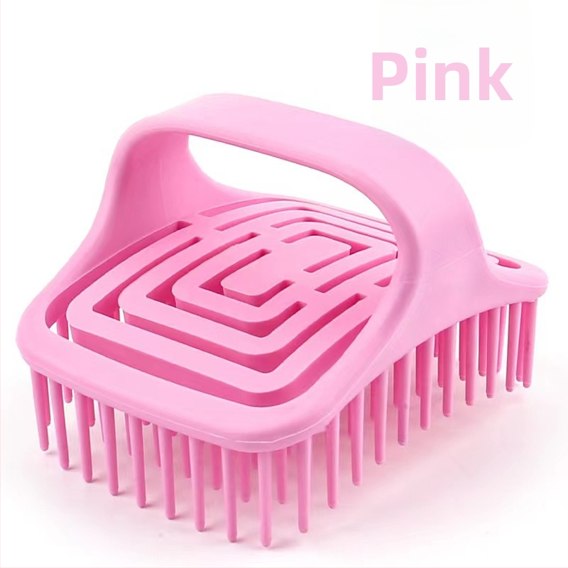 Куха въртяща се четка за шампоан, масажен гребен с меки влакна за масаж и шампоаниране, двойна употреба за суха и мокра коса, гладък гребен, който не уврежда косата