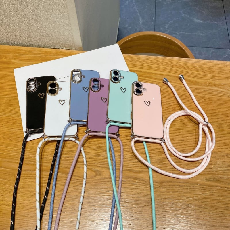 Pogodno za iPhone 16, Promax galvanizirana maska za telefon Love, otporna na padove, preko granice, 14, zaštitna navlaka za remenčić, 13.