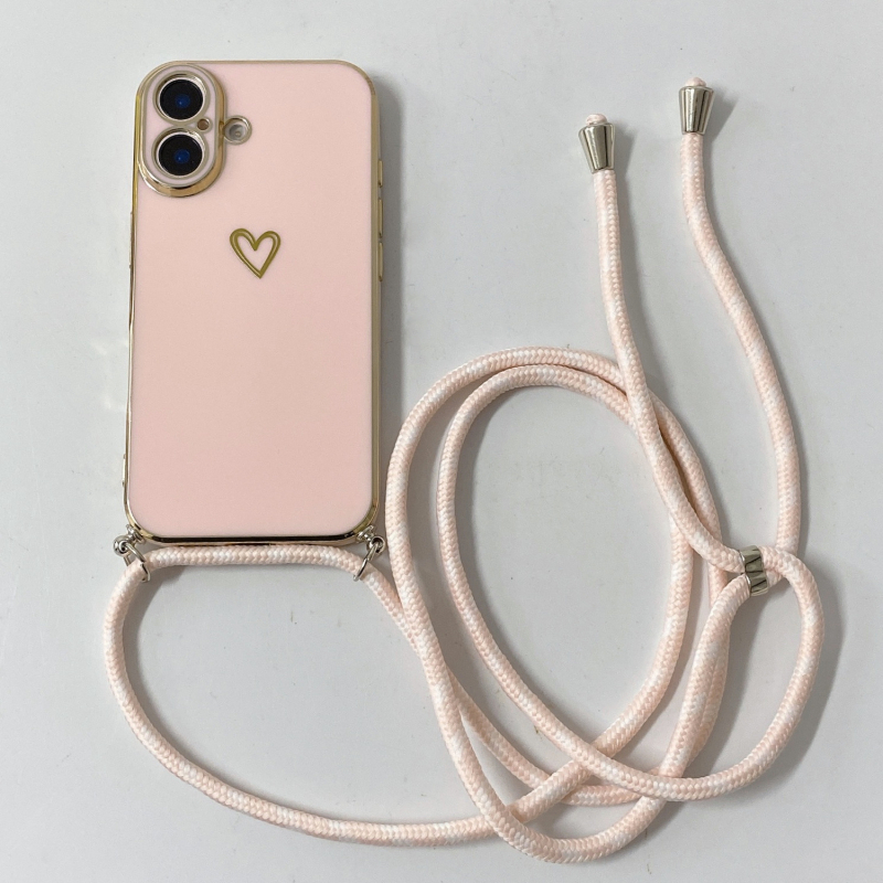 Piemērots iPhone16Promax galvanizētam Love telefona maciņam Apple 15, triecienizturīgam, pāri robežai paredzētam 14, aukliņai 13, aizsargvāciņam