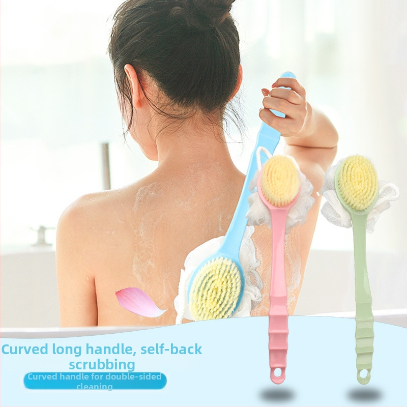Dva v jednom kúpeľňové artefakty, kefa na kúpeľ s dlhou rukoväťou, mäkká kefa na kúpeľ, osuška, loptička do kúpeľa, kefa na trenie chrbta