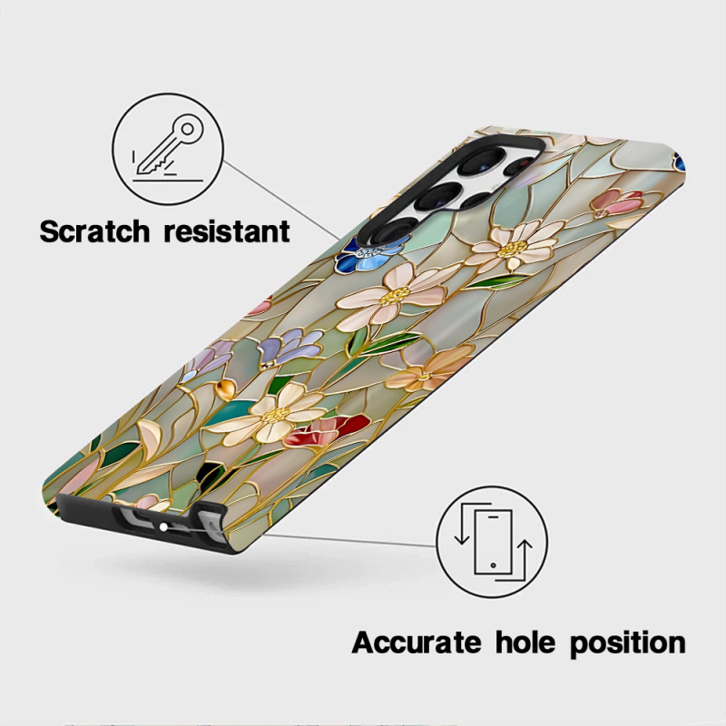 Kreatívne glazované puzdro na mobilný telefón Samsung S22+ s kvetinovým vzorom, odolné voči pádu, ultra tenké filmové puzdro pre Apple 13