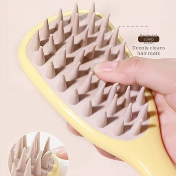Pika käepidemega silikoonkamm majapidamispeanahale Meridian massaaži pika käepidemega šampoon puhastav ja sügelust leevendav massaažikamm šampoon