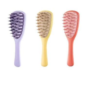 Pika käepidemega silikoonkamm majapidamispeanahale Meridian massaaži pika käepidemega šampoon puhastav ja sügelust leevendav massaažikamm šampoon