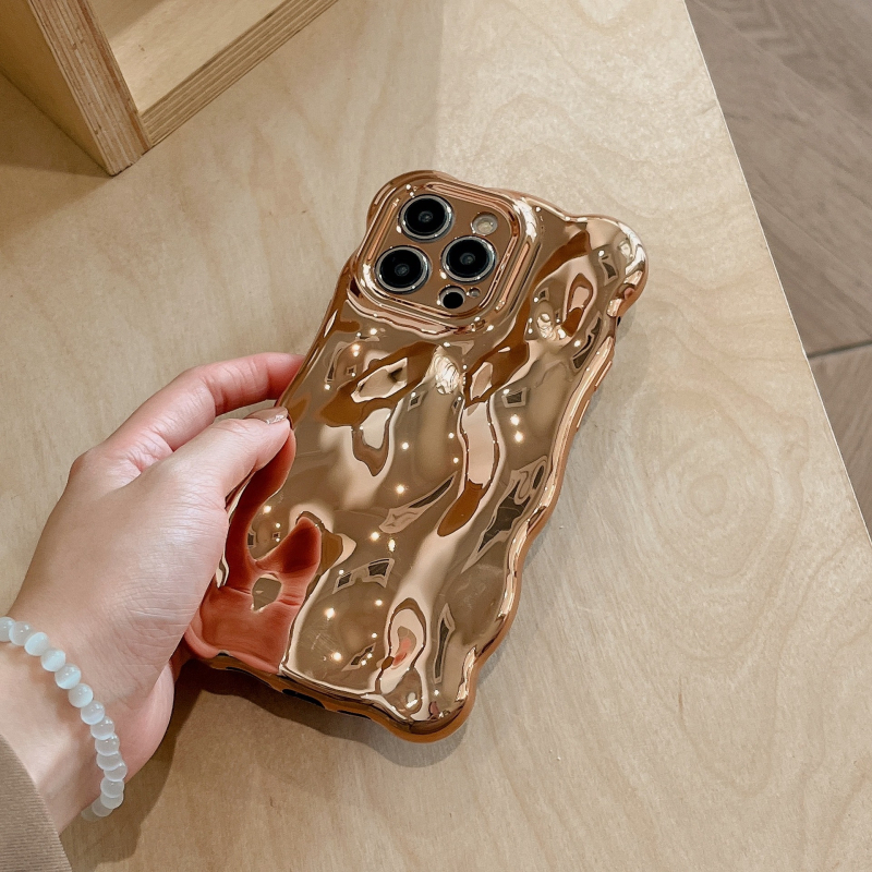 Vienkrāsains galvanizēts burbuļapvalks iPhone16pro Max mobilā tālruņa apvalks Apple 15 Wave 14/13 Advanced Sense