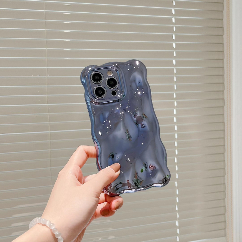 Vienkrāsains galvanizēts burbuļapvalks iPhone16pro Max mobilā tālruņa apvalks Apple 15 Wave 14/13 Advanced Sense