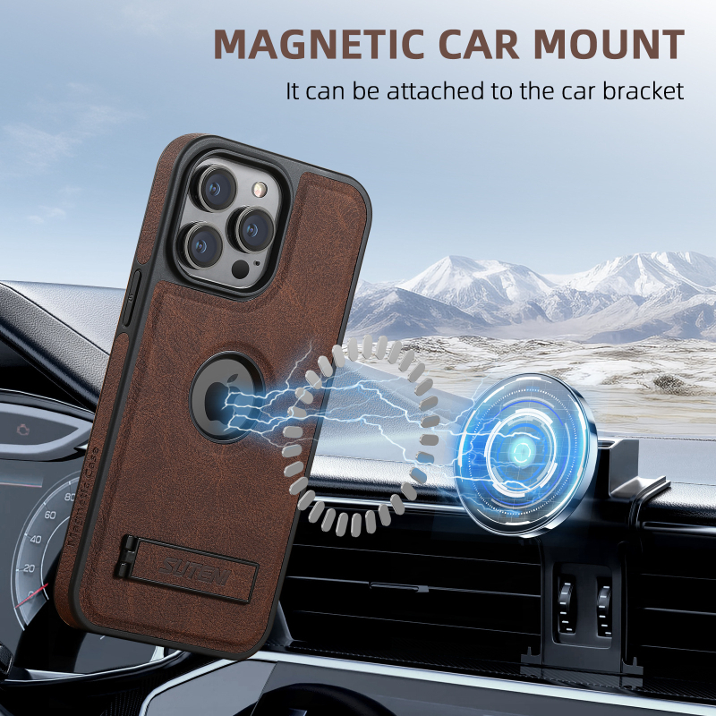 Sobib iPhone 17 Pro Maxile, juhtmevaba laadimisega, Magsafe telefoni nahkümbris, autokinnitus, magnetiline kaitseümbris
